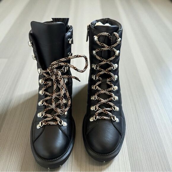 New In Box Aquatalia Leia Hiker Black Leather Boot With Dust Bag Size 8.5M - Picture 2 of 8